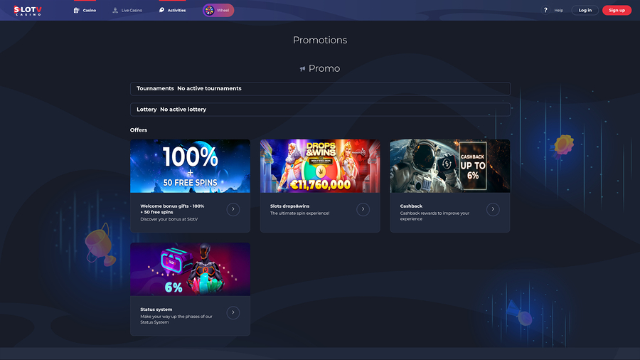 SlotV Casino Desktop Promotions