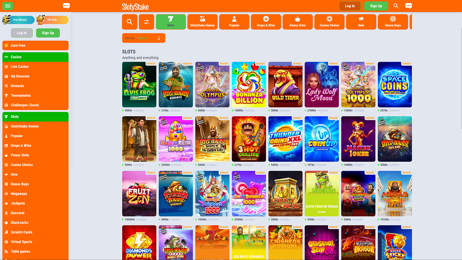 SlotyStake Casino Desktop Games
