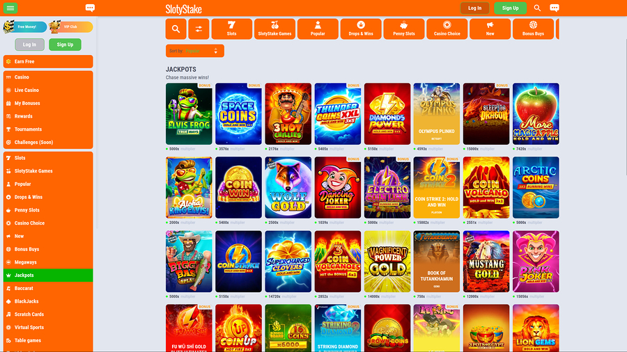 SlotyStake Casino Desktop Jackpot