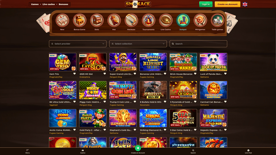 Bote de escritorio de SmokAce Casino