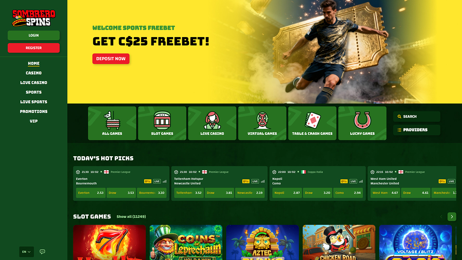 Sombrero Spins Casino Desktop Homepage
