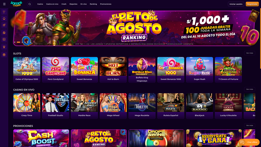 Somos Casino Desktop Homepage