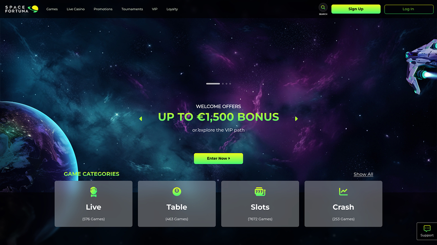 SpaceFortuna Desktop Homepage