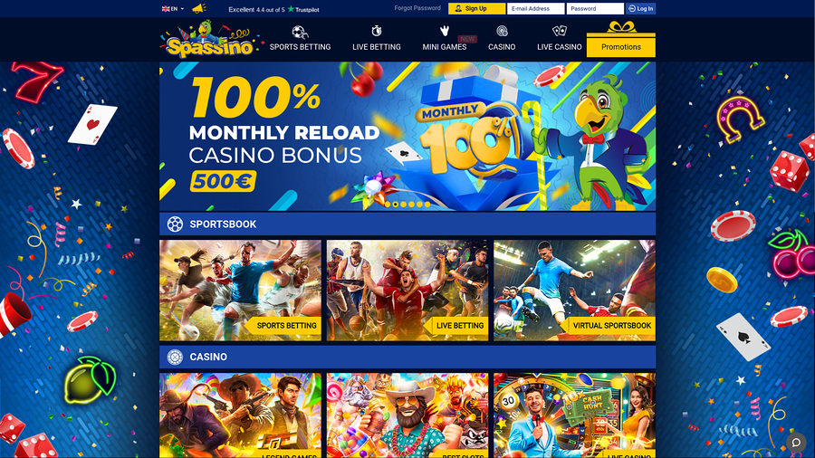Spassino Casino Desktop Homepage