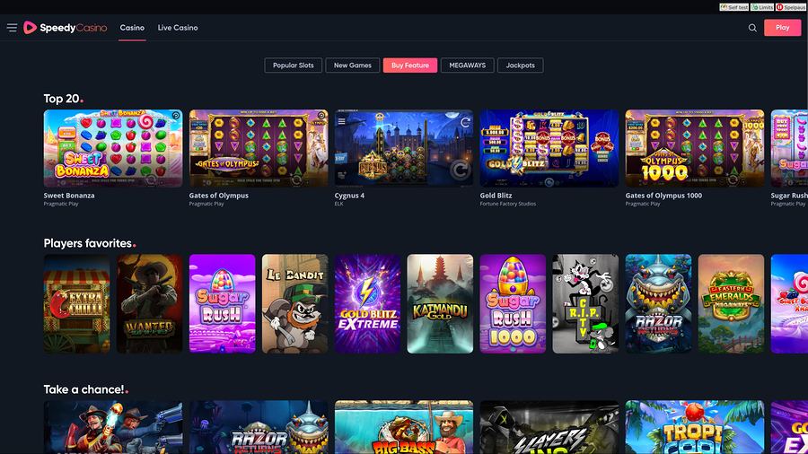 Speedy Casino Desktop Feature Buy