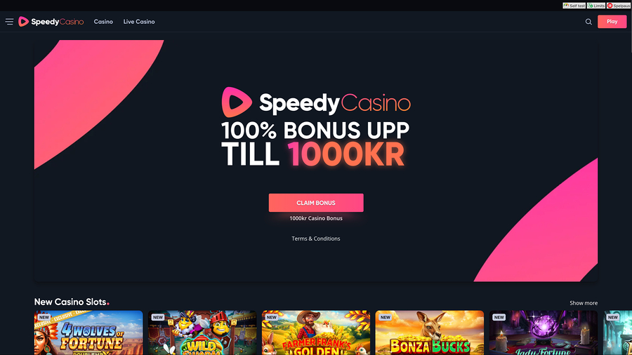 Speedy Casino Desktop Homepage