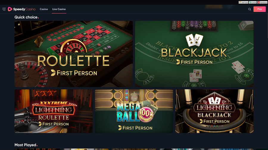 Speedy Casino Desktop Live Dealer