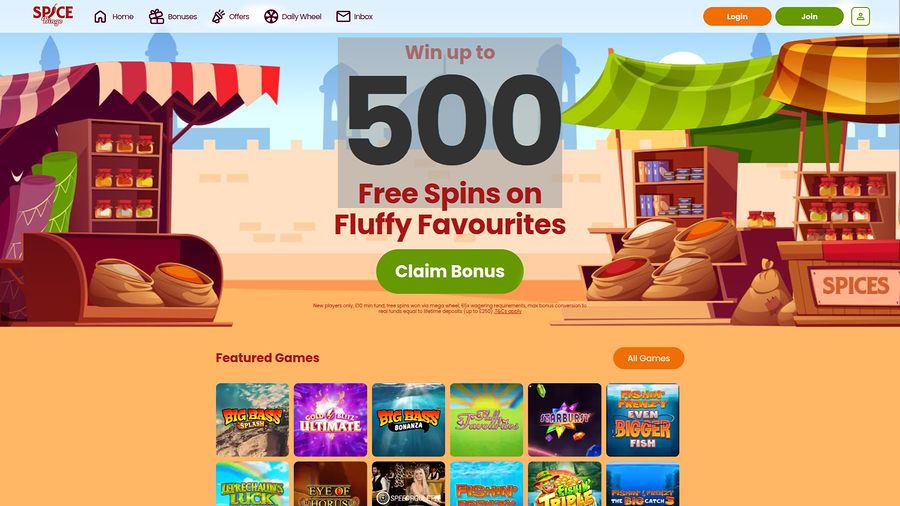 Spice Bingo Casino Desktop Homepage