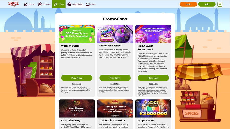 Spice Bingo Casino Desktop Promotions