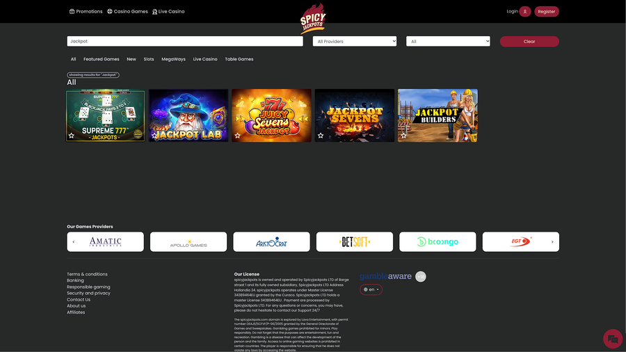 SpicyJackpots Casino Desktop Jackpot