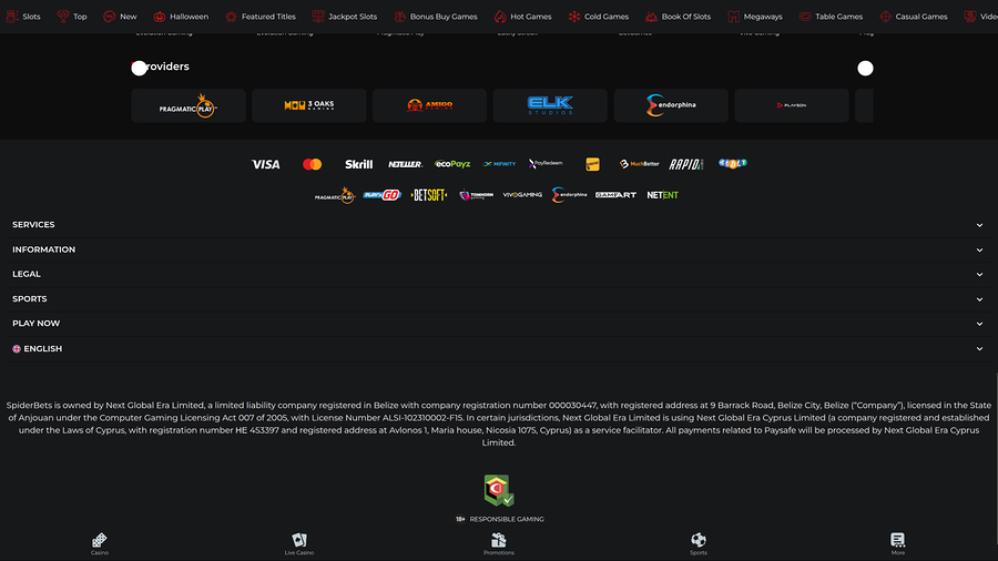Desarrolladores de juegos de casino SpiderBets