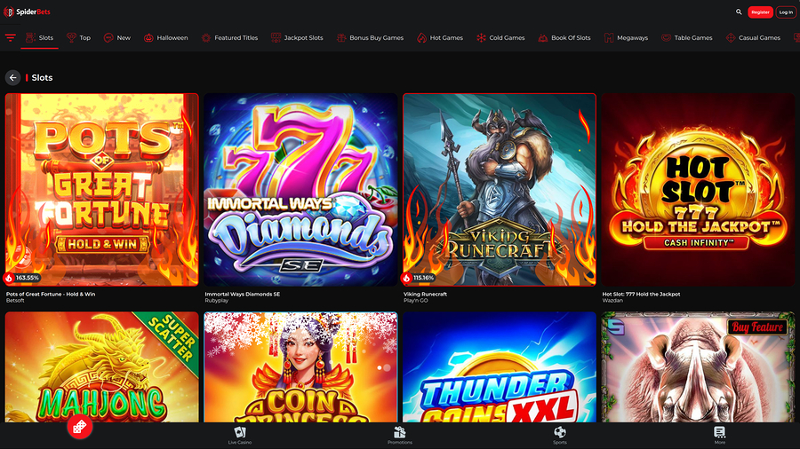 Juegos de casino SpiderBets