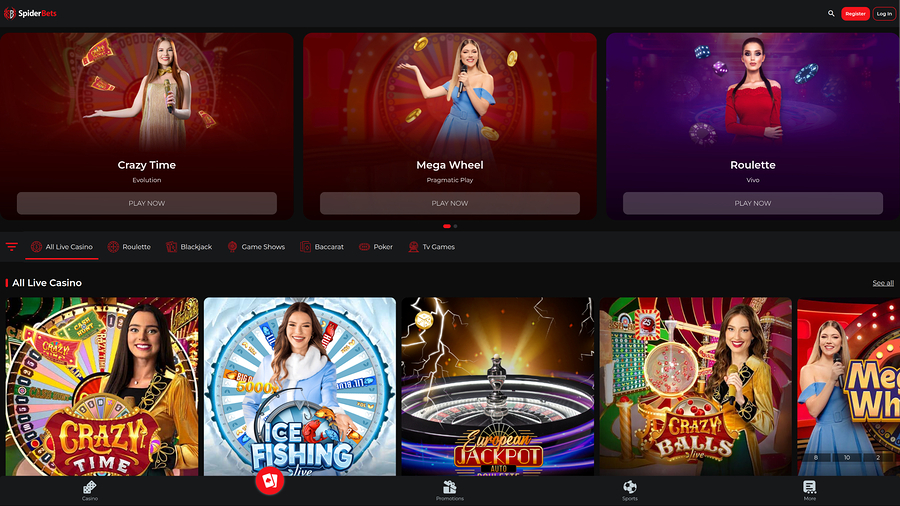 Casino SpiderBets con crupier en vivo