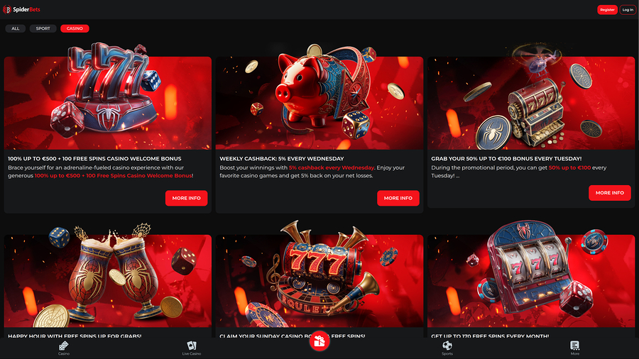 Promociones del casino SpiderBets