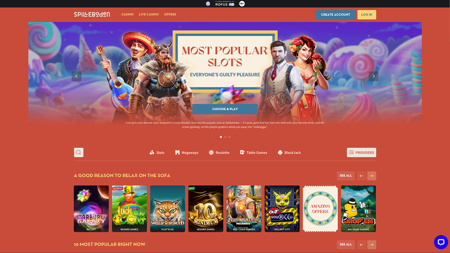 Spilleboden Casino Desktop Homepage