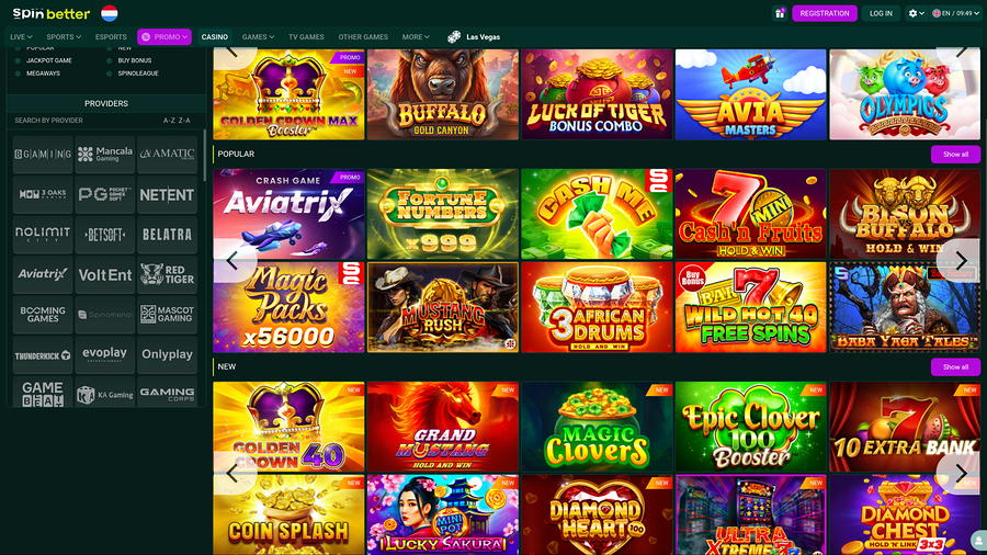 SpinBetter Casino Desktop Game Developers