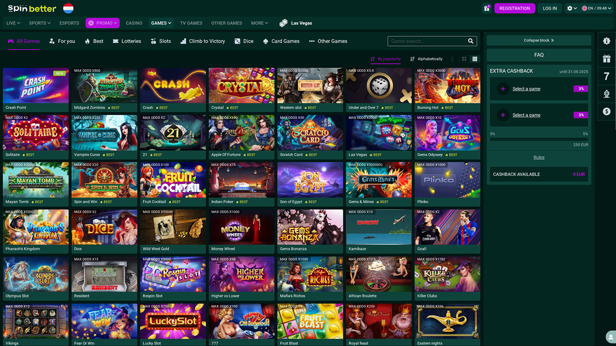 SpinBetter Casino Desktop Games