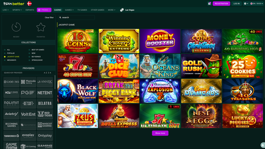 SpinBetter Casino Desktop Jackpot