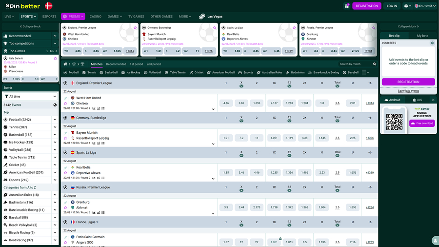 SpinBetter Casino Desktop Sports