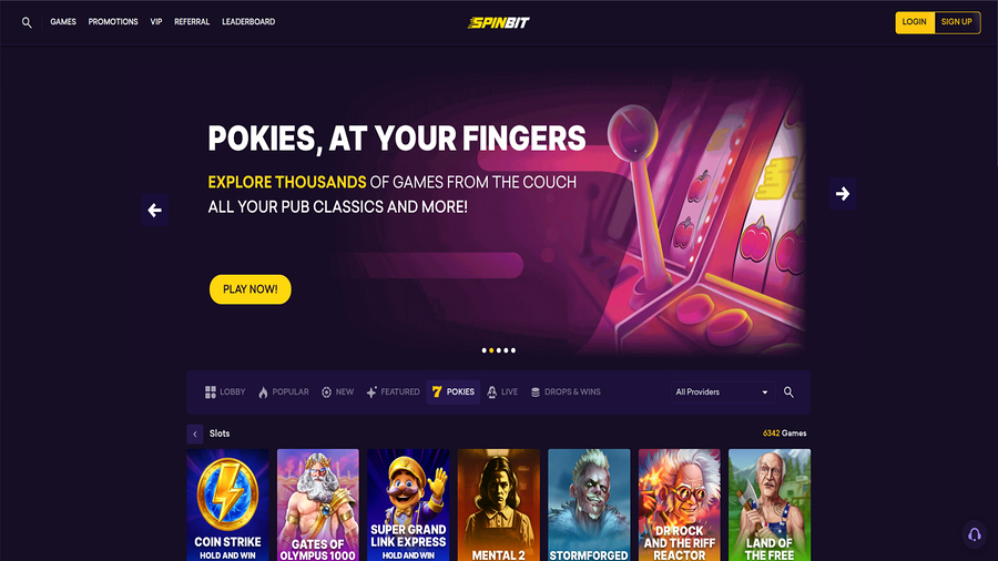 SpinBit Casino Desktop Homepage