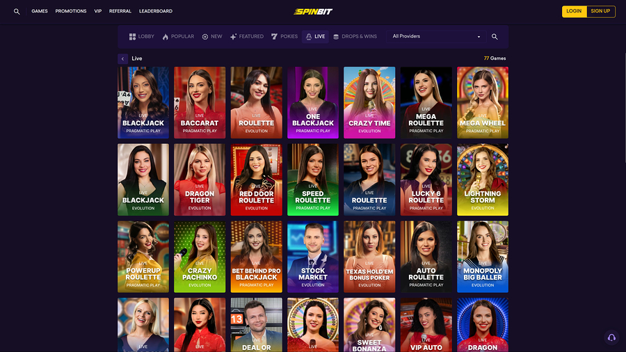 SpinBit Casino Desktop Live Dealer