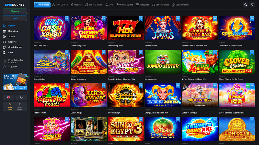 SpinBounty Casino Desktop Games