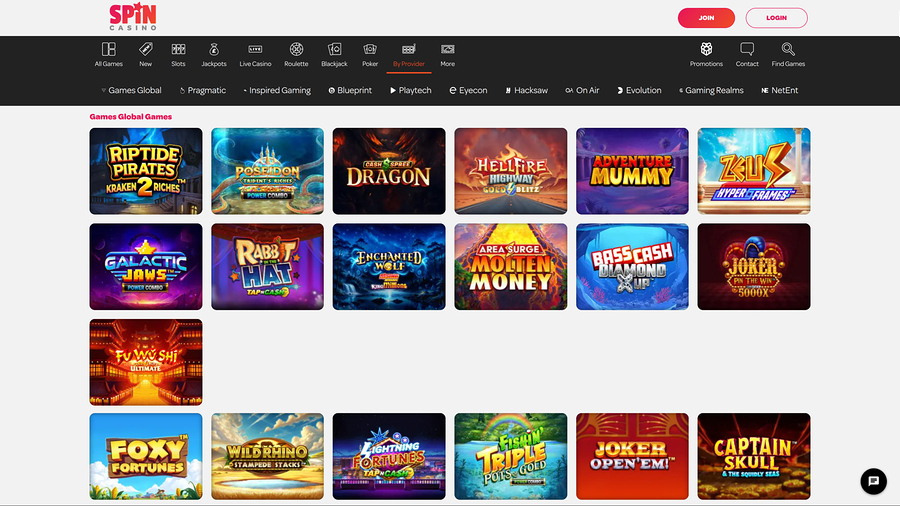 Spin Casino Desktop Game Developers