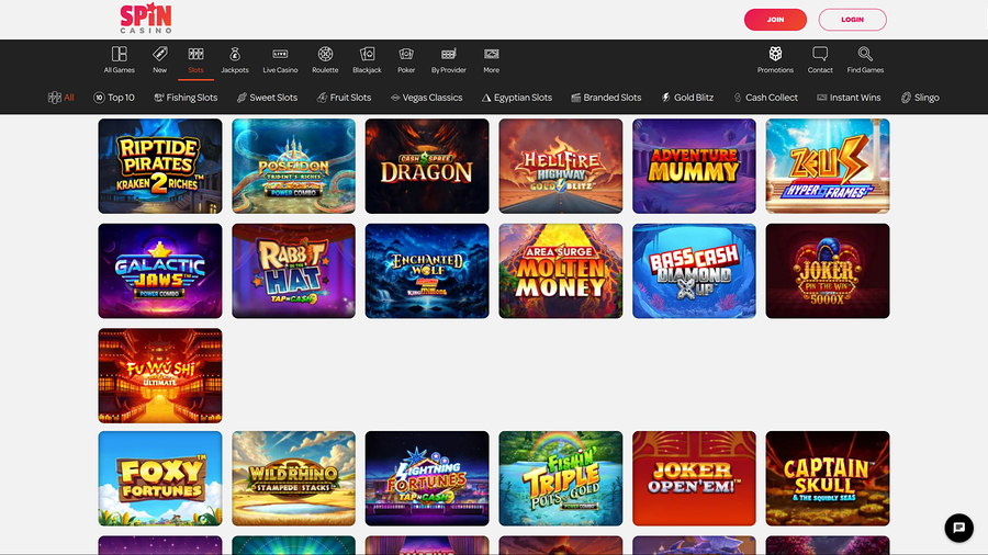 Spin Casino Desktop Games