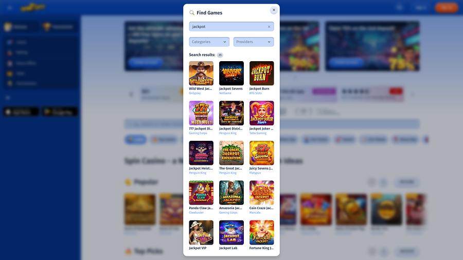 Spin City Casino Desktop Jackpot