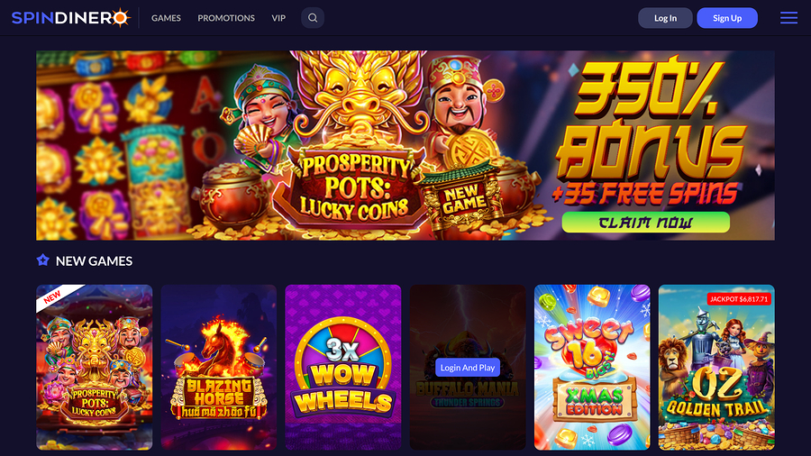 Spin Dinero Casino Desktop Homepage