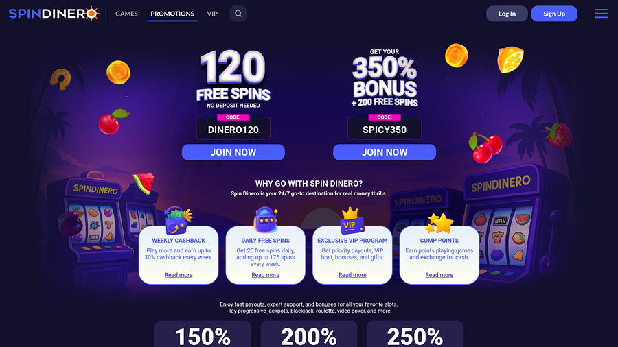 Spin Dinero Casino Desktop Promotions