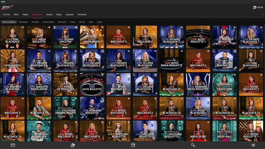 Spin Galaxy Casino Desktop Live Dealer