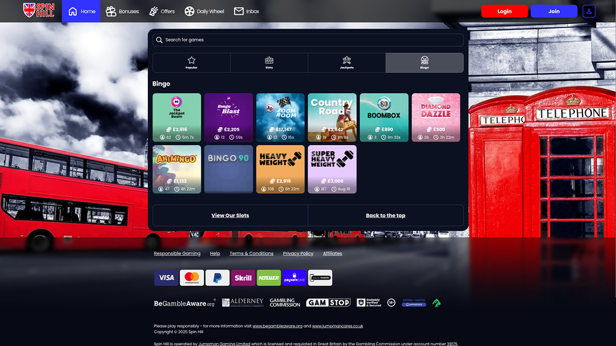 Spin Hill Casino Desktop Bingo