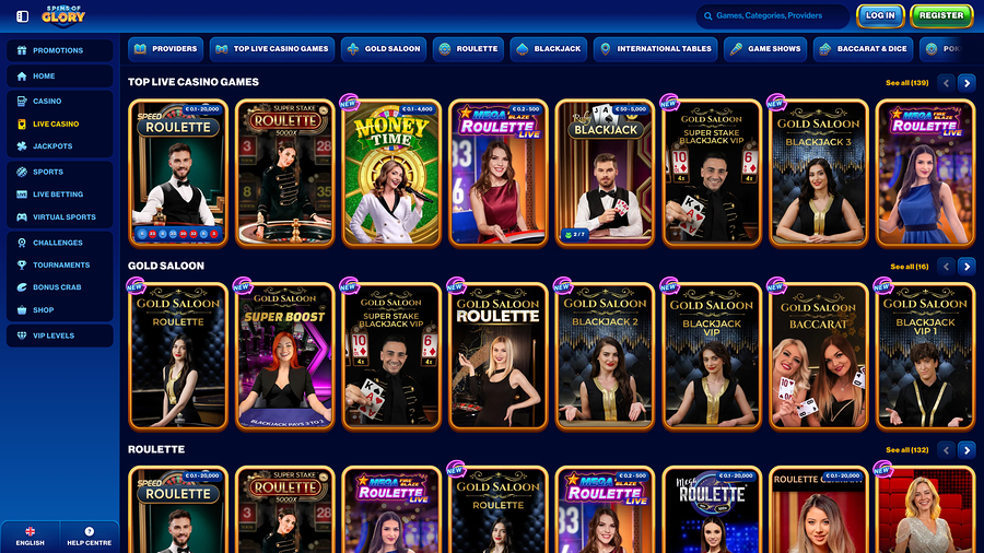 Spin Of Glory Casino Desktop Live Dealer
