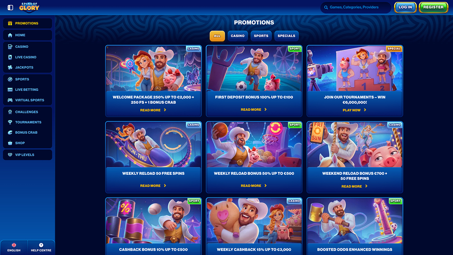 Spin Of Glory Casino Desktop Promotions