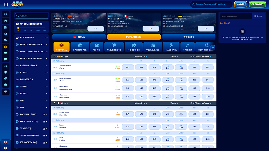 Spin Of Glory Casino Desktop Sports