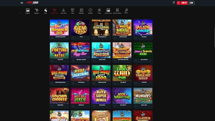Spin Rider Casino Desktop Drops and Wins
