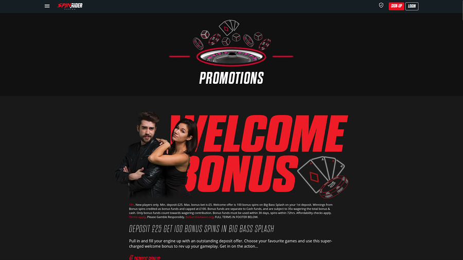 Spin Rider Casino Desktop Promotions