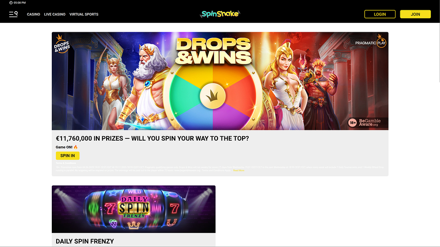 Spin Shake Casino Desktop Promotions
