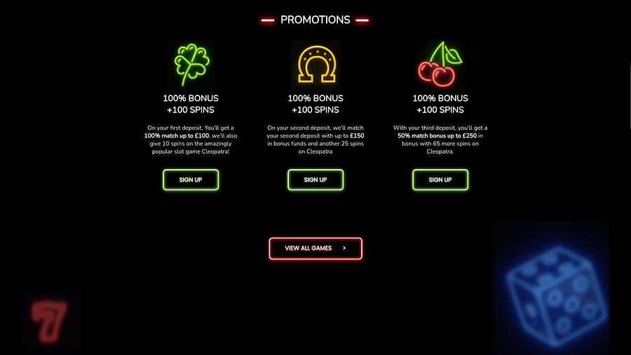 Spin Slots Casino Desktop Promotions