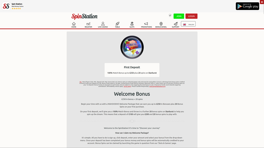 Spin Station Casino Desktop Promotions