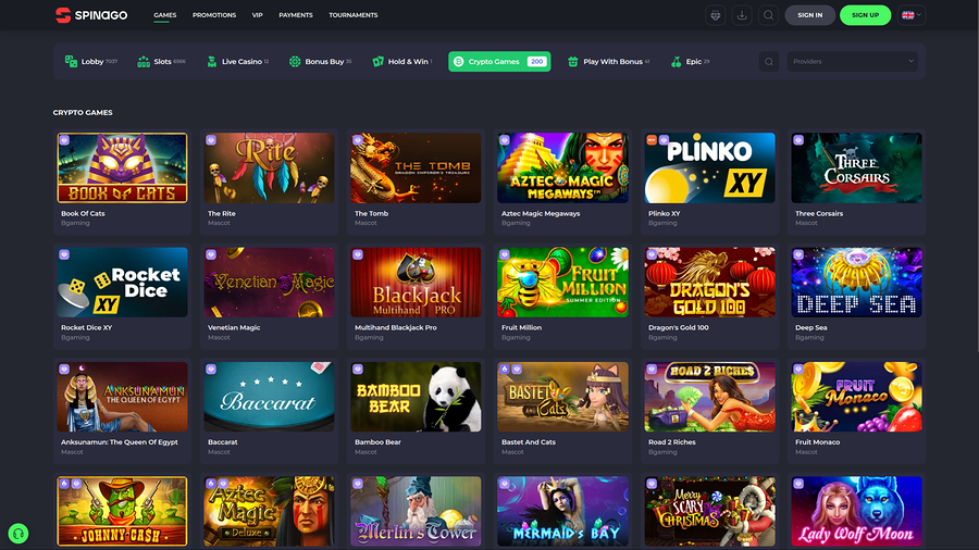 Spinago Casino Desktop Crypto Games