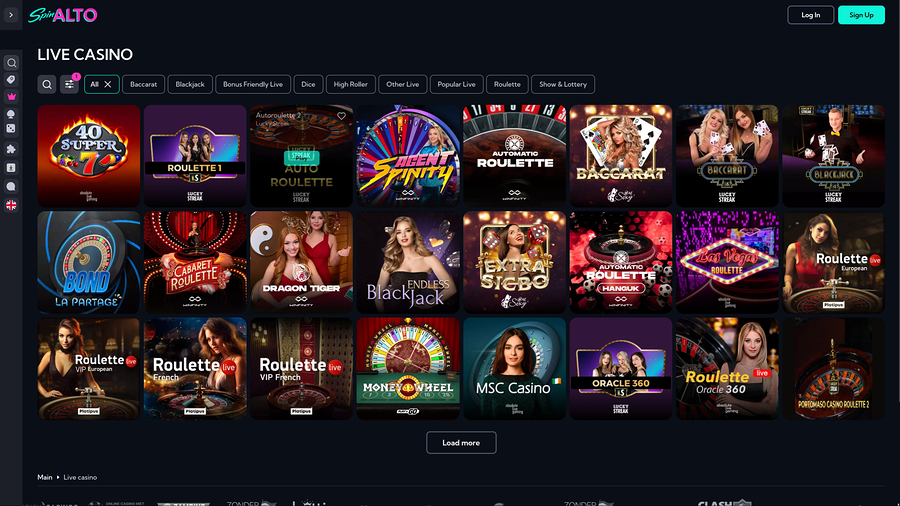 Spinalto Casino Desktop Live Dealer