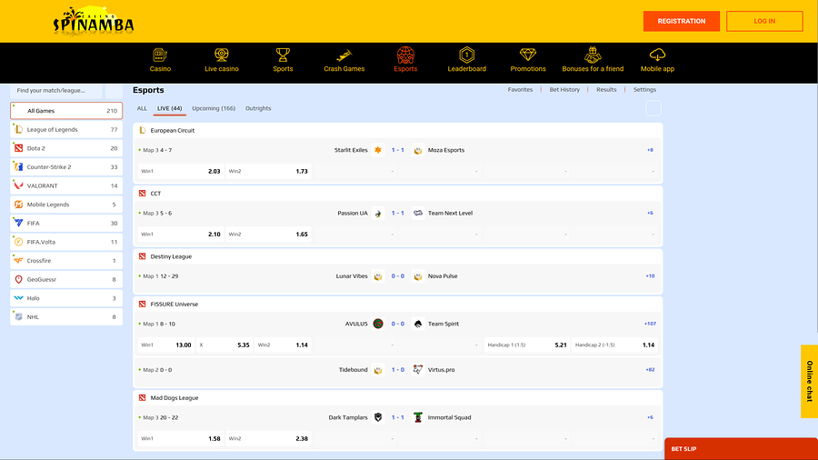 Spinamba Casino Desktop Esports