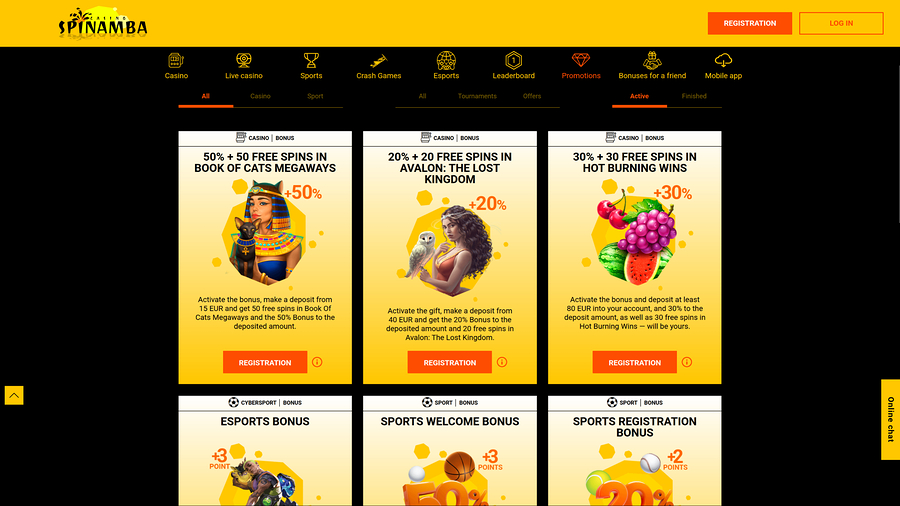 Spinamba Casino Desktop Promotions