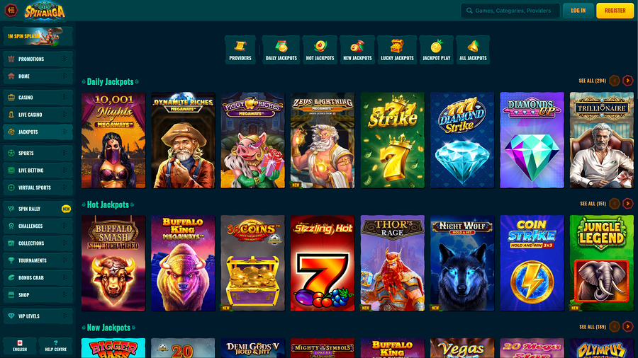Spinanga Casino Desktop Jackpot