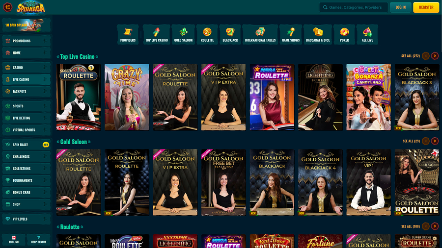 Spinanga Casino Desktop Live Dealer