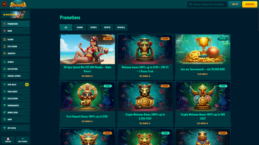 Spinanga Casino Desktop Promotions