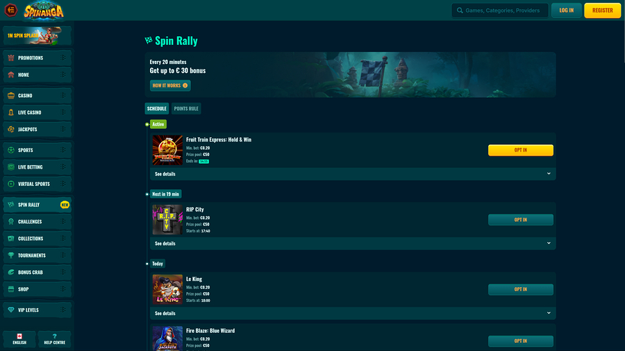 Spinanga Casino Desktop Spin Rally