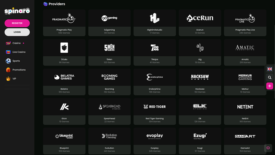 Spinaro Casino Desktop Game Developers